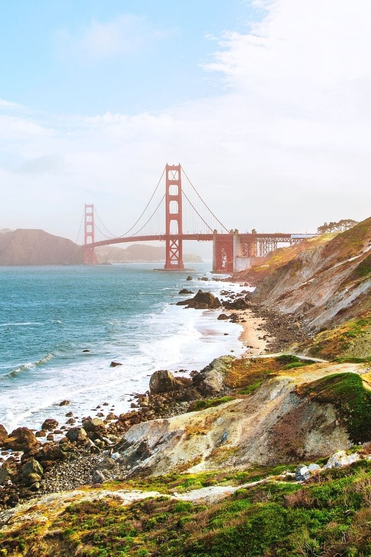 beach view of the Golden Gate Bridge