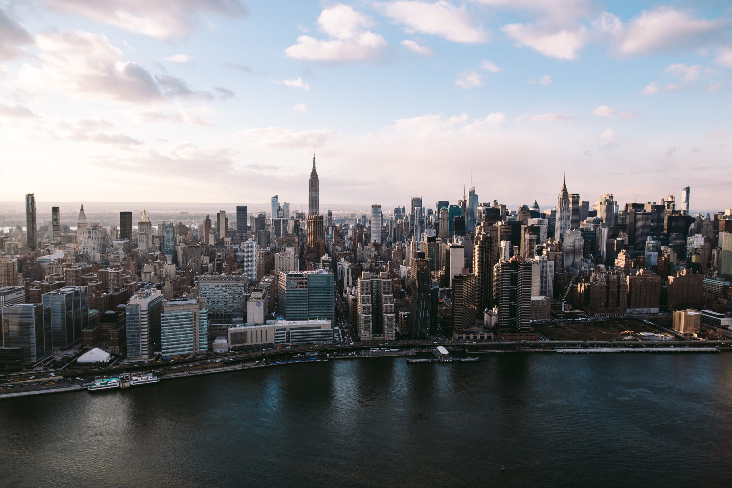 New York City sunset view