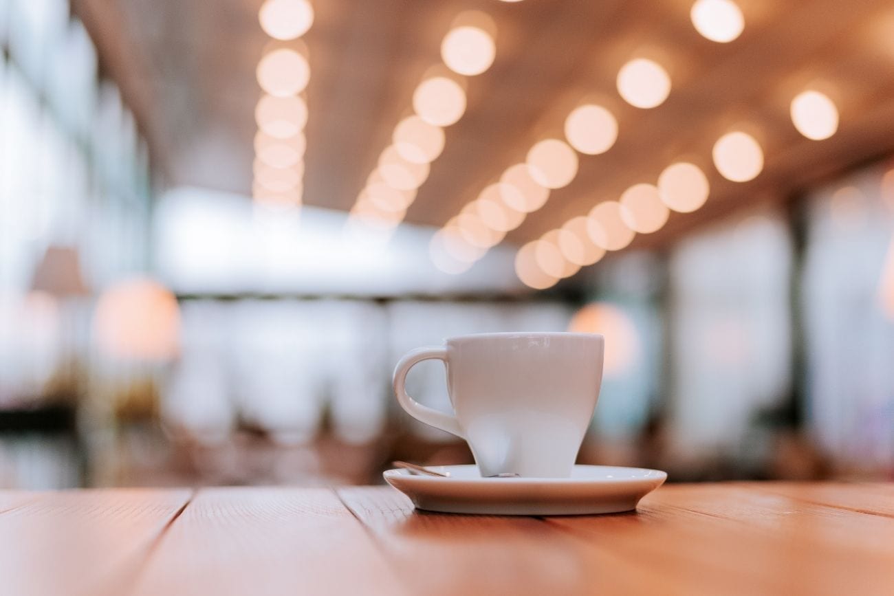 Coffee cup on table