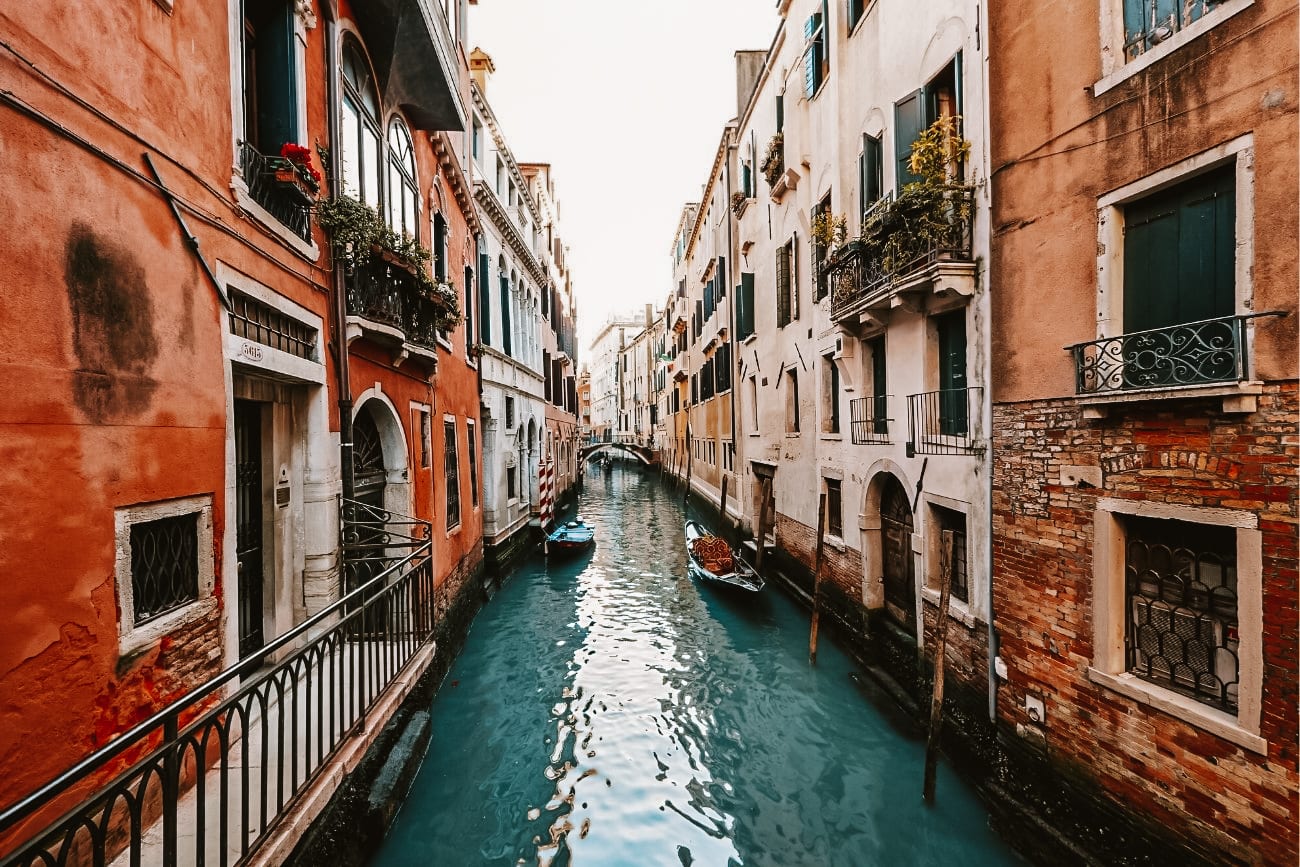 buildings with a river flowing through