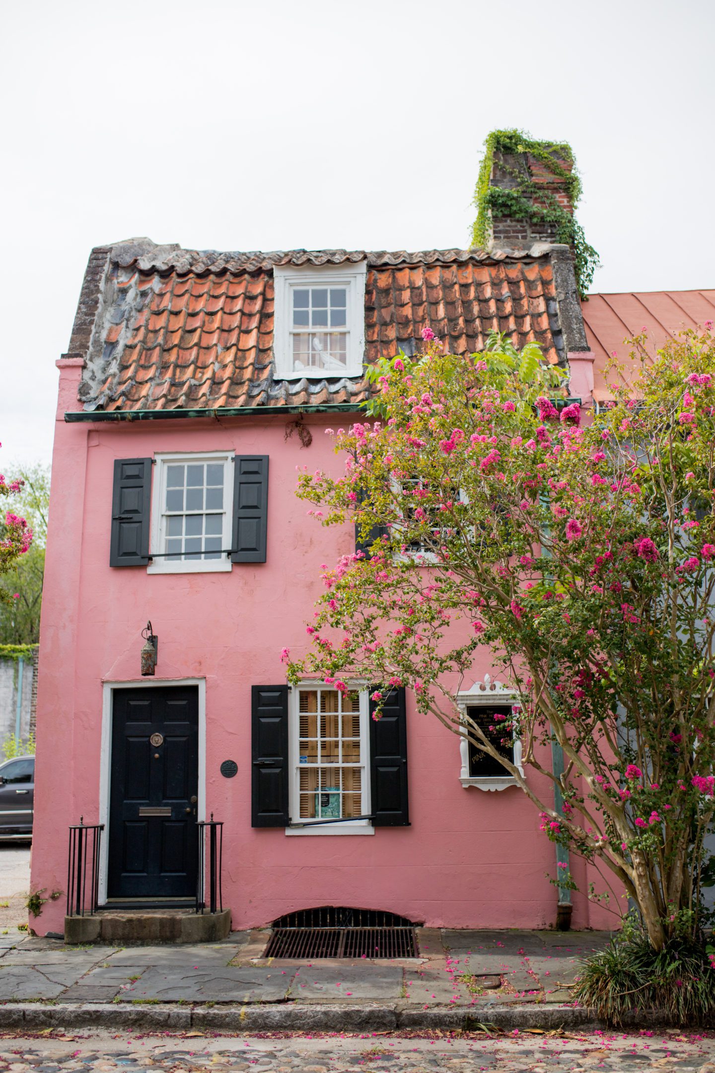 Pink house facade