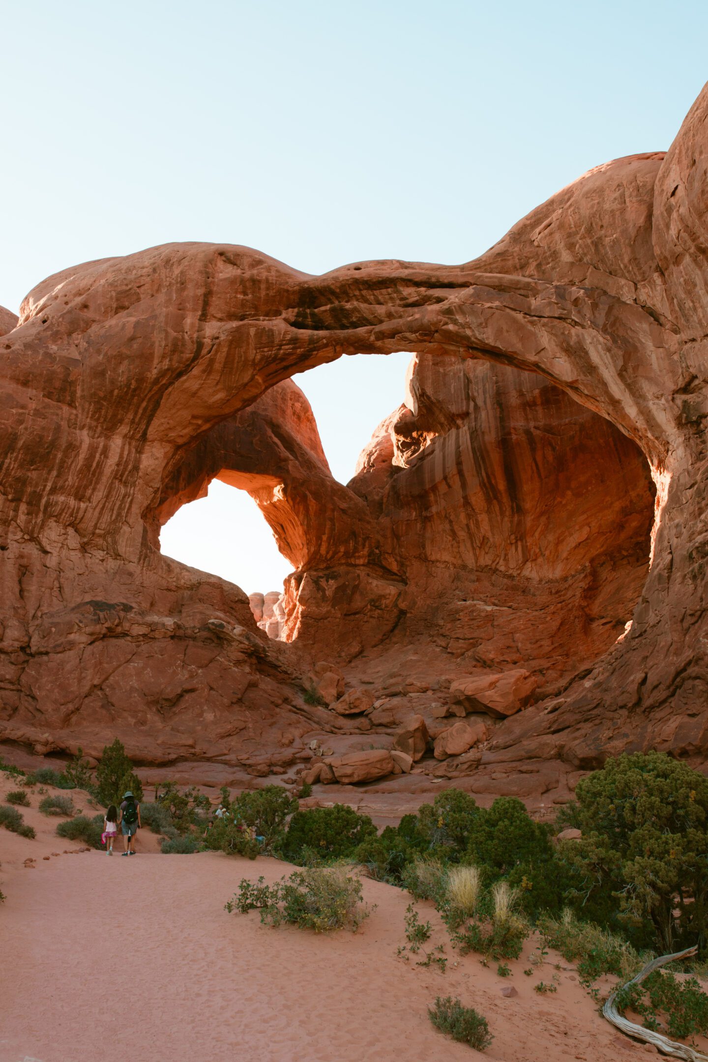 Two large double rock arches within each other, best arches in arches national park
