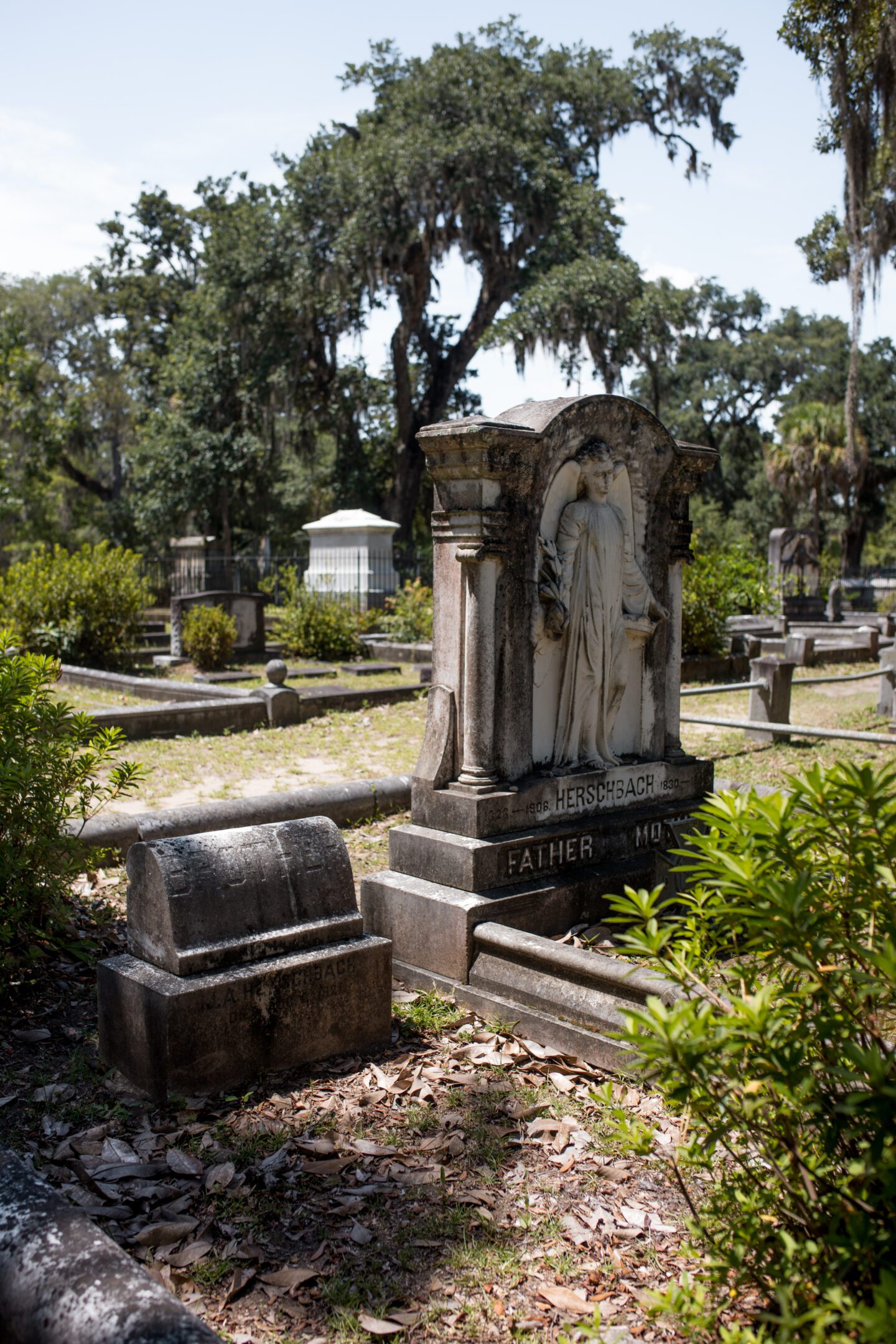 Gravestone heads in a cemetery, day trip to savannah georgia