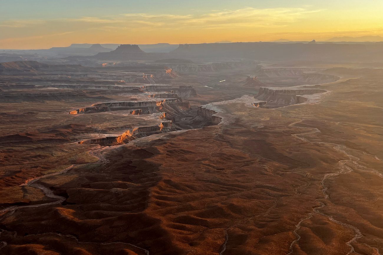A deep canyon gorge at sunset