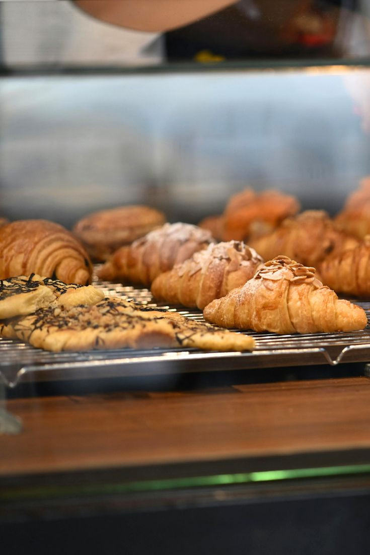 Croissants on a tray