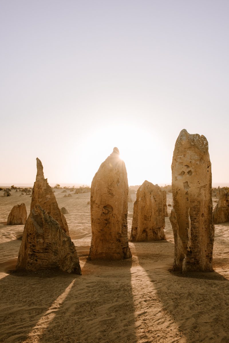 Nambung National Park WA, sunset photo of some tall limestone pinnacles