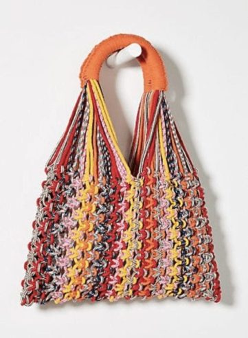 Anthropologie colorful woven tote bag