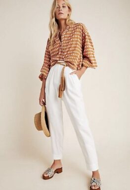 White Tapered Pants Anthropologie