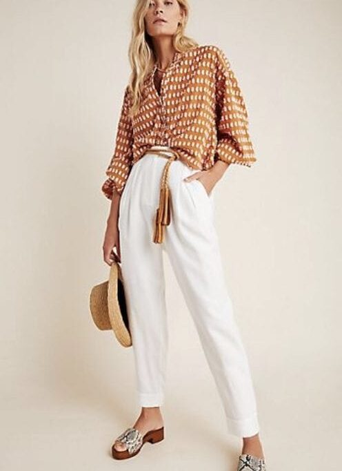 White Tapered Pants Anthropologie